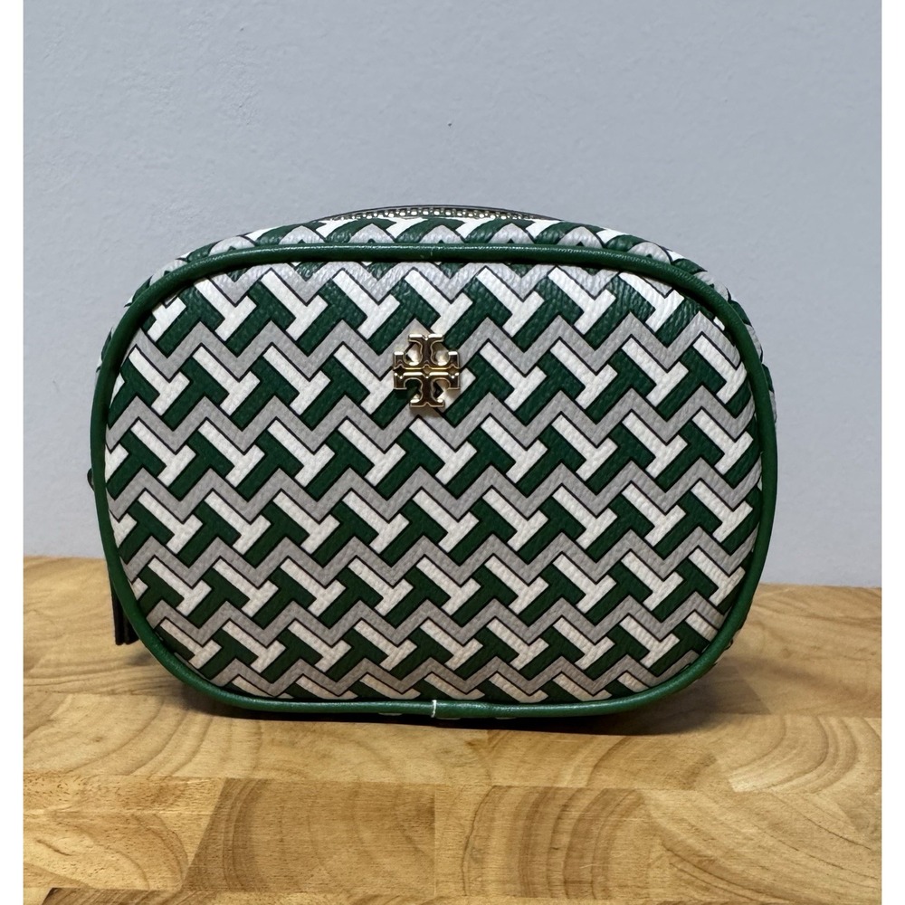 Tory Burch Tile Tzag Cosmetic Pouch Bag Green